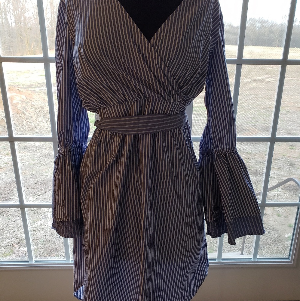 Blue & white striped sundress